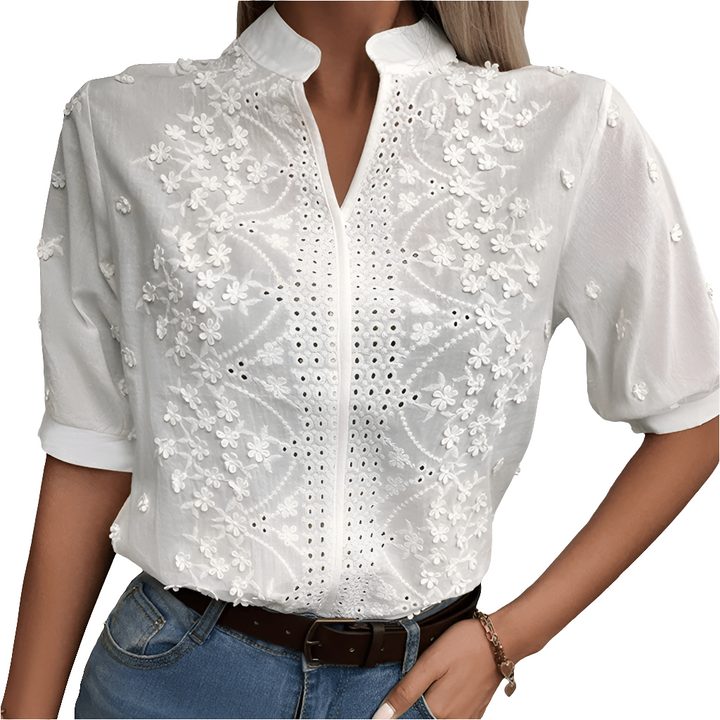 Rachella | Witte Relaxte Chique Dames Blouse | Klassiek Ontwerp & Comfortabel