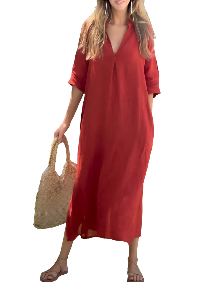 Elisabetta | Dames Midi Jurk | Soepel Vallende Vrouwen Jurk