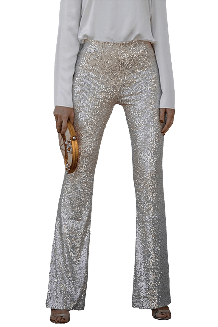 Emma | Chique Herfst Hoge Taille Pailletten Dames Flared Broek
