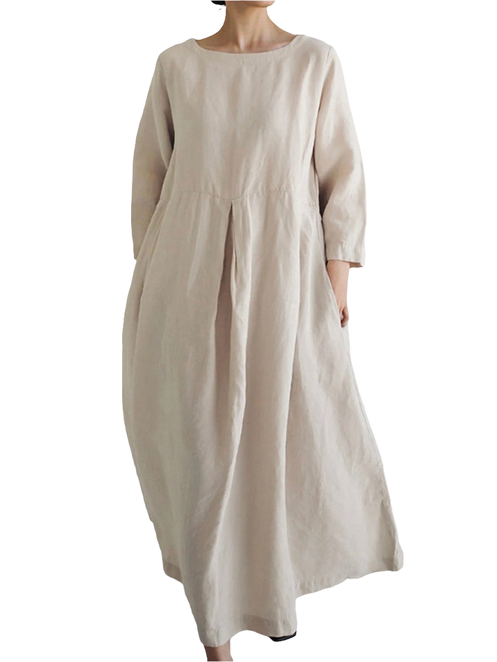 Leylita | Dames Chique Linnen Maxi-jurk met Elegante Losvallende Snit