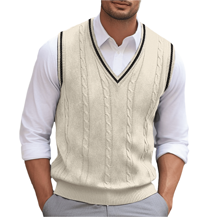 Lian | Mouwloze Trui Met V-Hals | Heren Sweater
