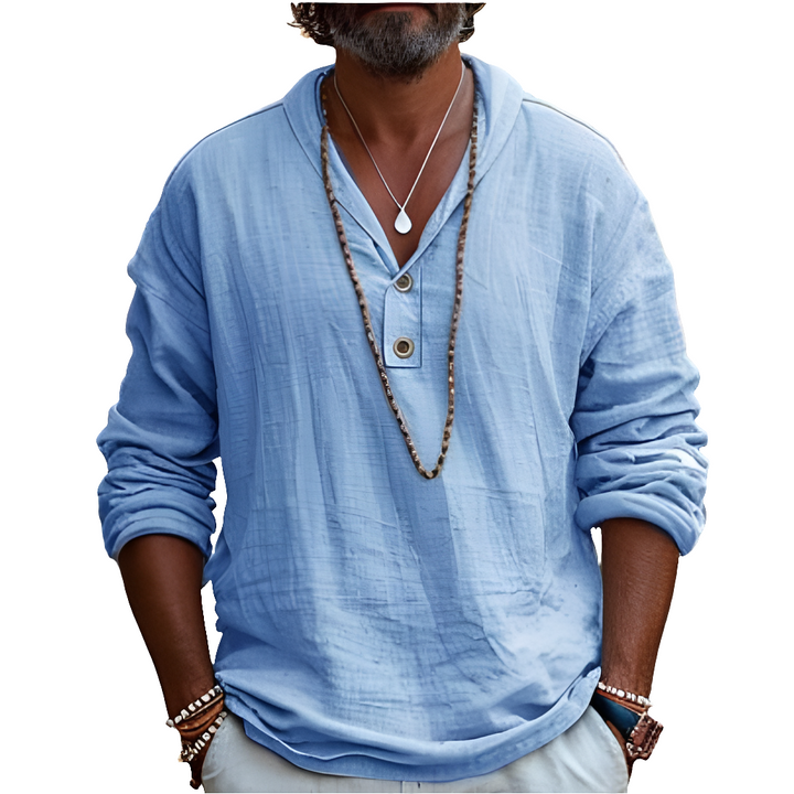 Ricks | Zomerse Heren Shirt | Linnen Overhemd Met Lange Mouw