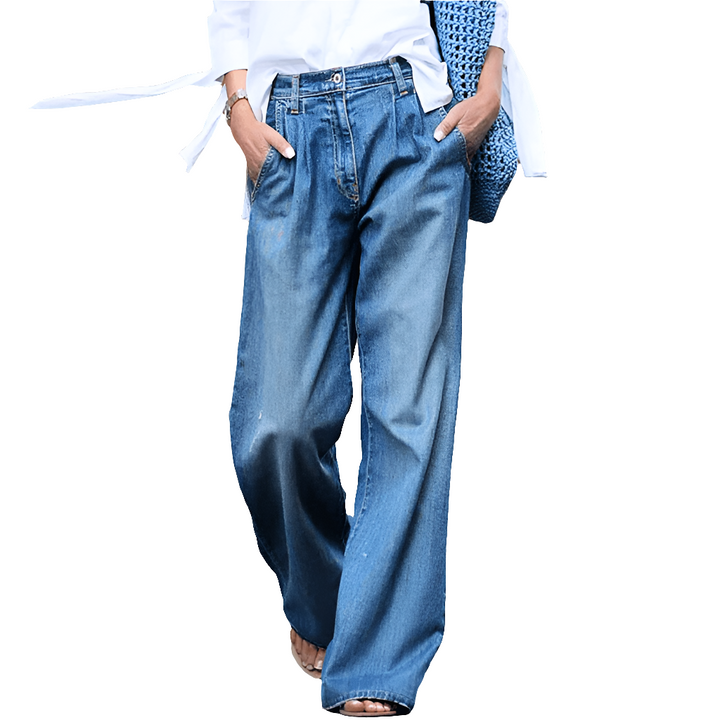 Michelle | Dames Broek | Comfortabele Losse Jeans | Blauwe Spijkerbroek
