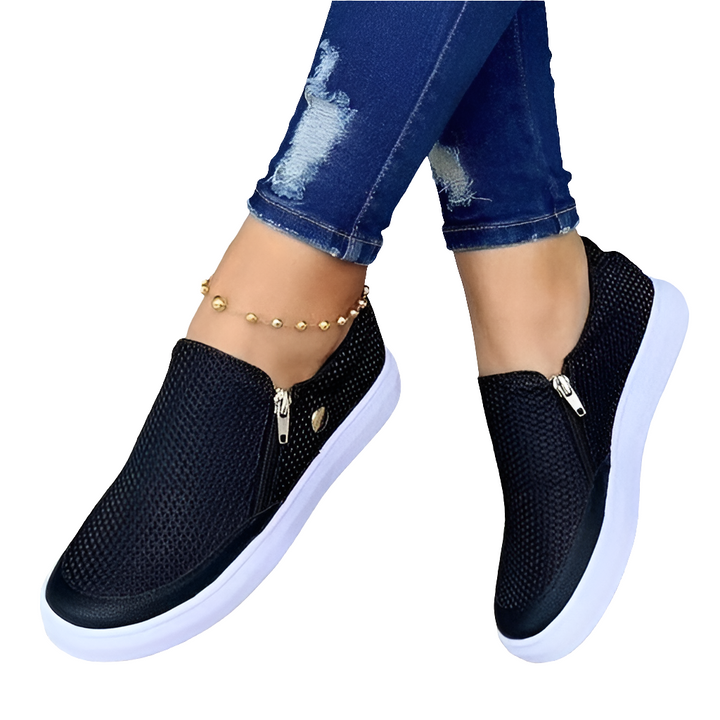 Rosy | Dames Instap Sneakers met Zijrits | Trendy Vrouwen Schoenen