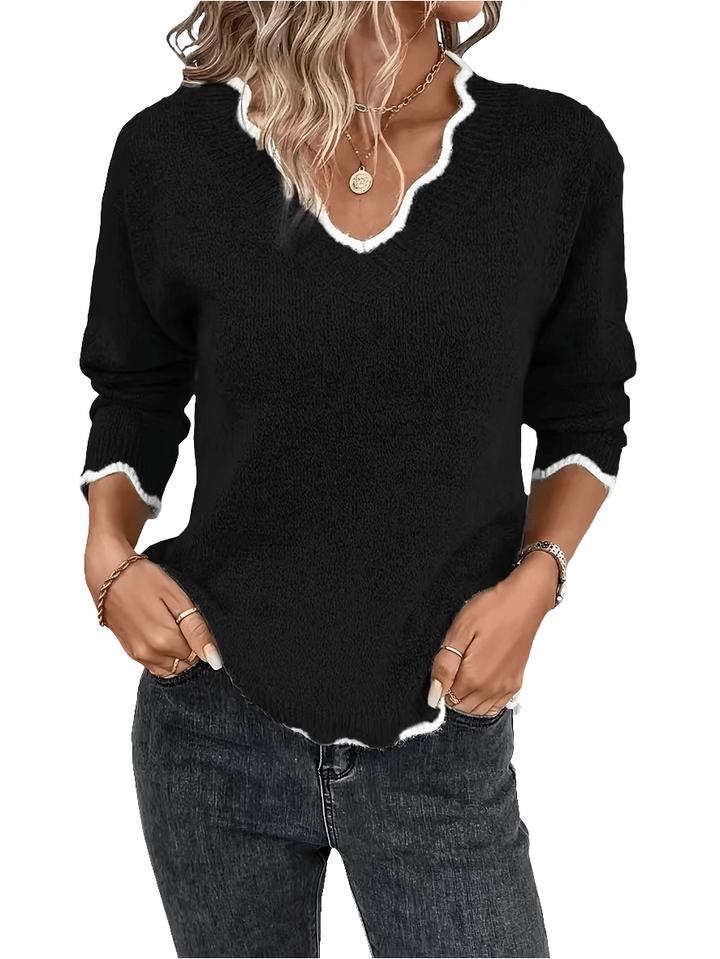 Hera | Trui Met V-Hals En Schulprandje | Dames Sweater | Jumper Vest