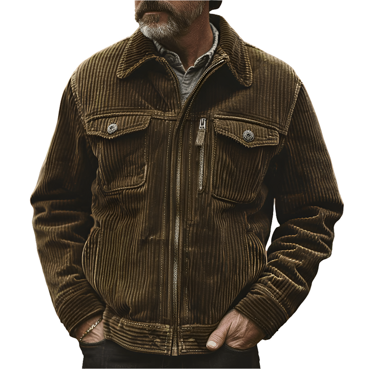 Harry | Corduroy Zip-Up Bruine Heren Jas