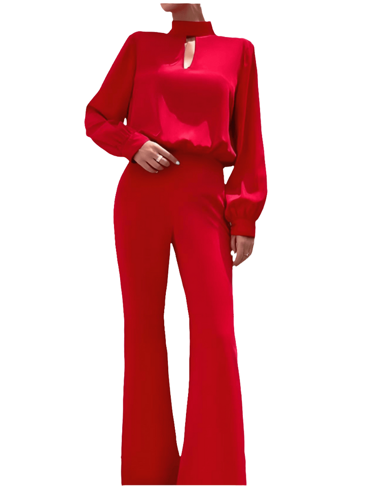 Felani | Trendy Rode Jumpsuit Met Pofmouwtjes | Dames Set