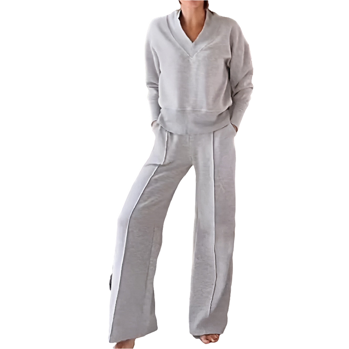 Leyla | Dames Luxe V-Hals Loungewear Set voor Vrouwen