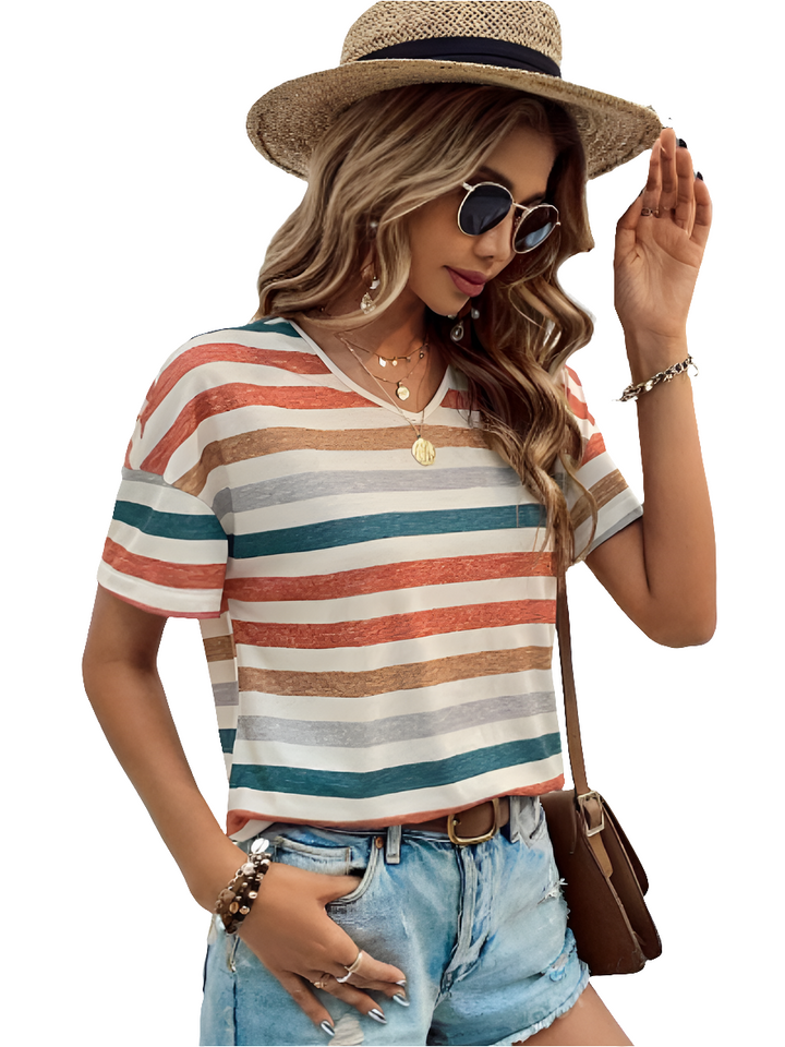 Lola | Dames Trendy Gestreept T-Shirt met Korte Mouwen voor Vrouwen