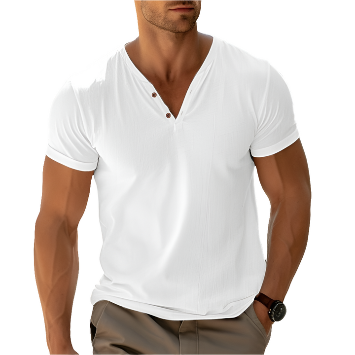 Frenna | Casual Heren Shirt | Korte Mouw V-hals Shirt