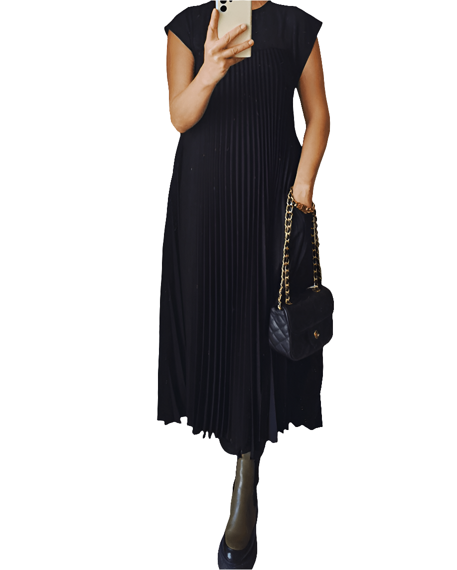 Divina - Mouwloos Geplooid Jurk Dames - Zomerjurk Dames - Elegant & Lichtgewicht