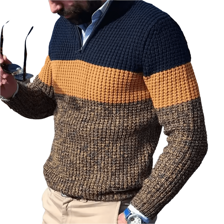 Sera | Gebreide Trui Met Kleurblokken | Heren Jumper Sweater