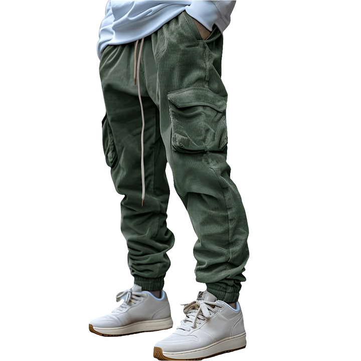 Domini | Corduroy Heren Cargo Broek | Losse Elastische Taille