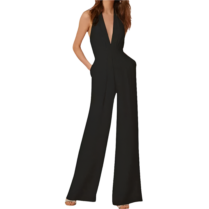 Verana | Stijlvolle Mouwloze Dames Jumpsuit | Wijde Pijpen En Diepe V-Hals