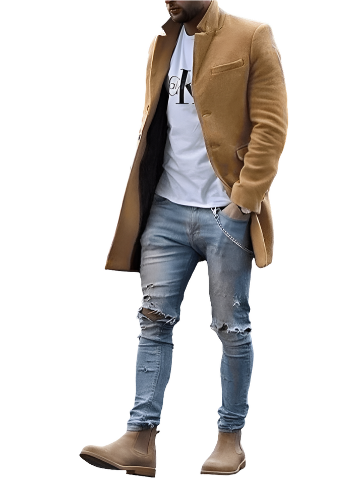Ryan | Wollen Middellange Jas Met Moderne Snit | Heren Winterjas