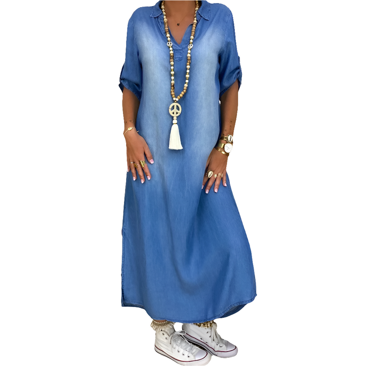 Gosa | Trendy Dames Jurk | Lange Denim Jurk