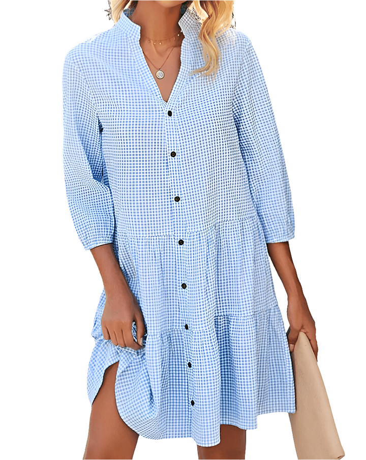 Macy - Geruite A-Lijn Jurk Dames - Stijlvolle Casual Dress voor Dames - Trendy Design