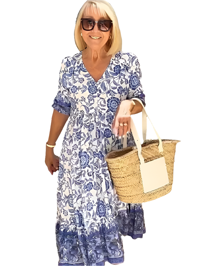 Tina | Dames Boho Maxi Jurk met Bloemenprint | Vrouwen Zomer Jurk