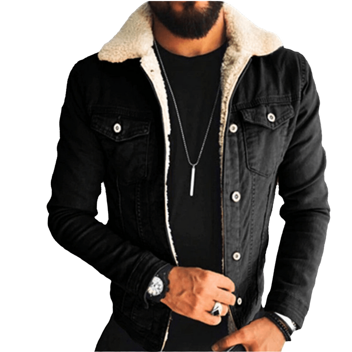 Matthijs | Jas Heren | Spijkerjas met Bont | Trendy Denim Jack & Warm