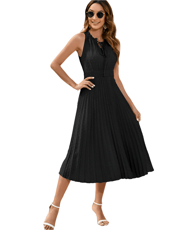 Charlotte | Geplooide Jurk Met Halterhals | Dames Midi Jurk
