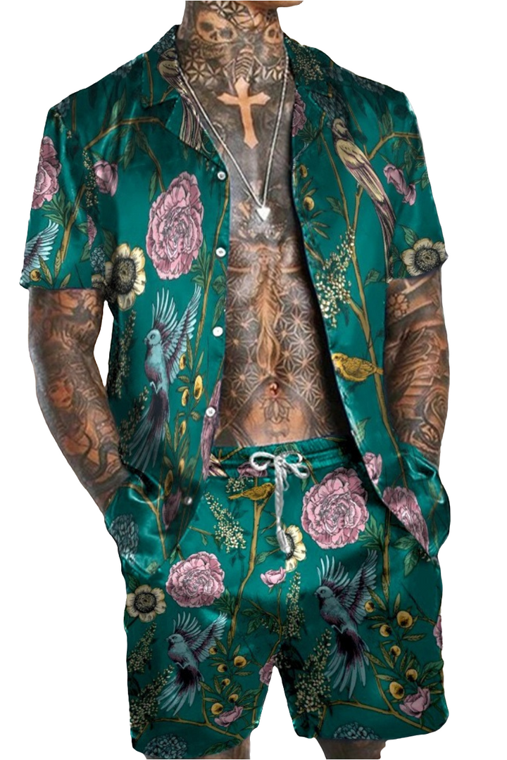 Marlon | Heren Zomer Set | Hawaiiaans Shirt en Korte Broek voor Mannen