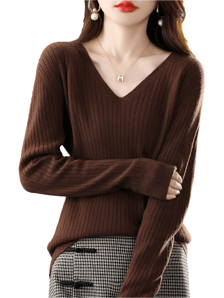 Jolien - Dames Truien - Gebreide Trui - V-Hals - Comfortabel Breimateriaal