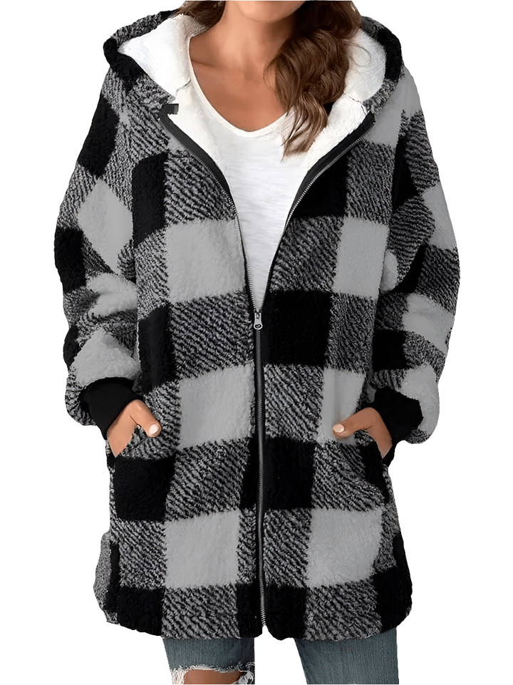 DoubleW - Dames Jas - Warme Fleece jas Dames - Jas met Capuchon en Rits