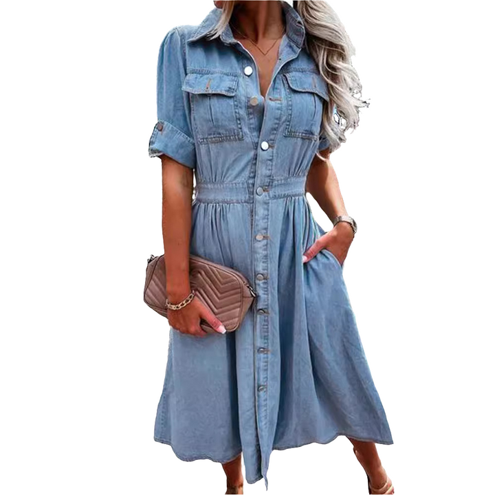 Fiona - Jurk Dames - Denimjurk - Spijkerjurk - Casual en Trendy - Ideale Zomerjurk Dames