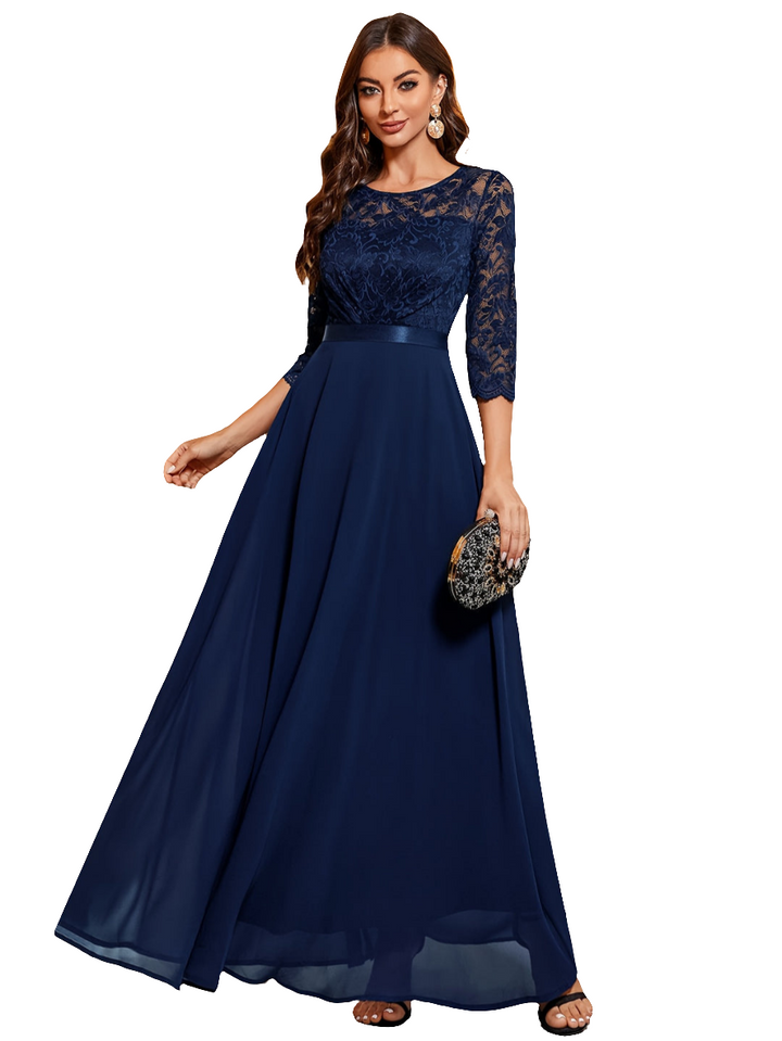 Estafania | Dames Elegante Maxi Jurk met Kant en Chiffon voor Vrouwen