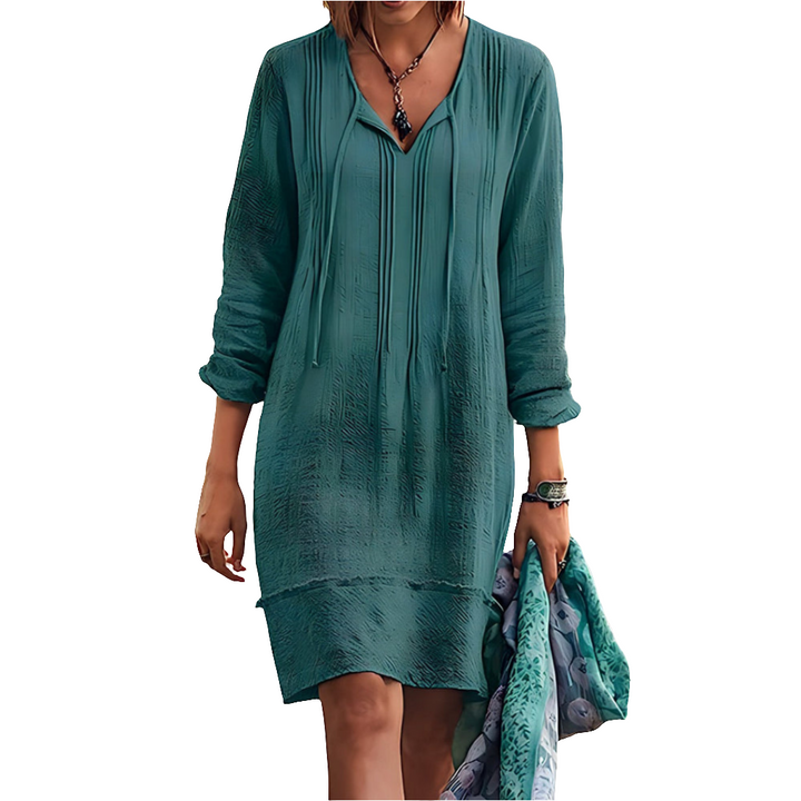 Elsana | Elegante Zomerjurk Met V-Hals | Vintage Charme