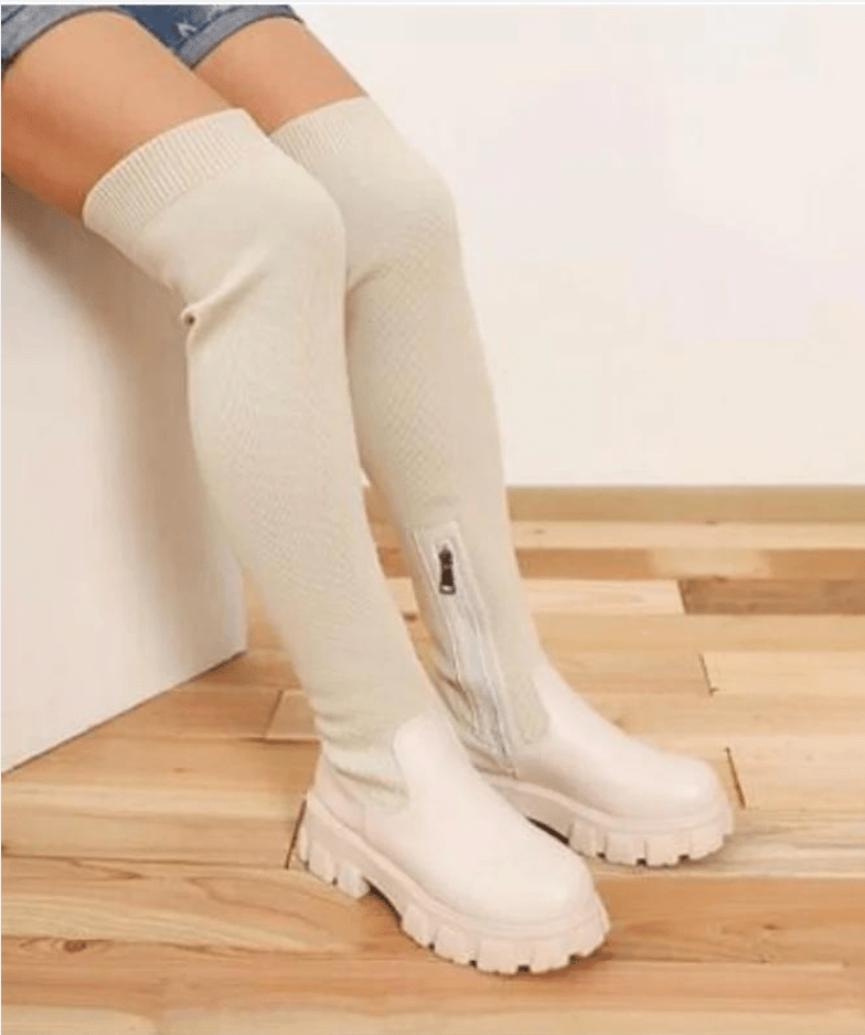 Camila - Dames Schoenen - Overknee Plateau Sock Boots - Stretchstof en Verhoogde Zool - Sorata