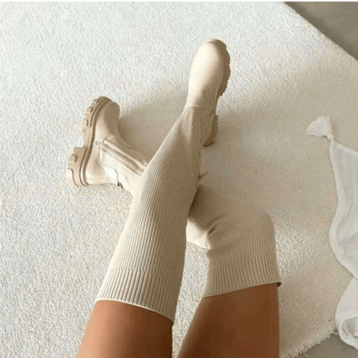 Camila - Dames Schoenen - Overknee Plateau Sock Boots - Stretchstof en Verhoogde Zool - Sorata