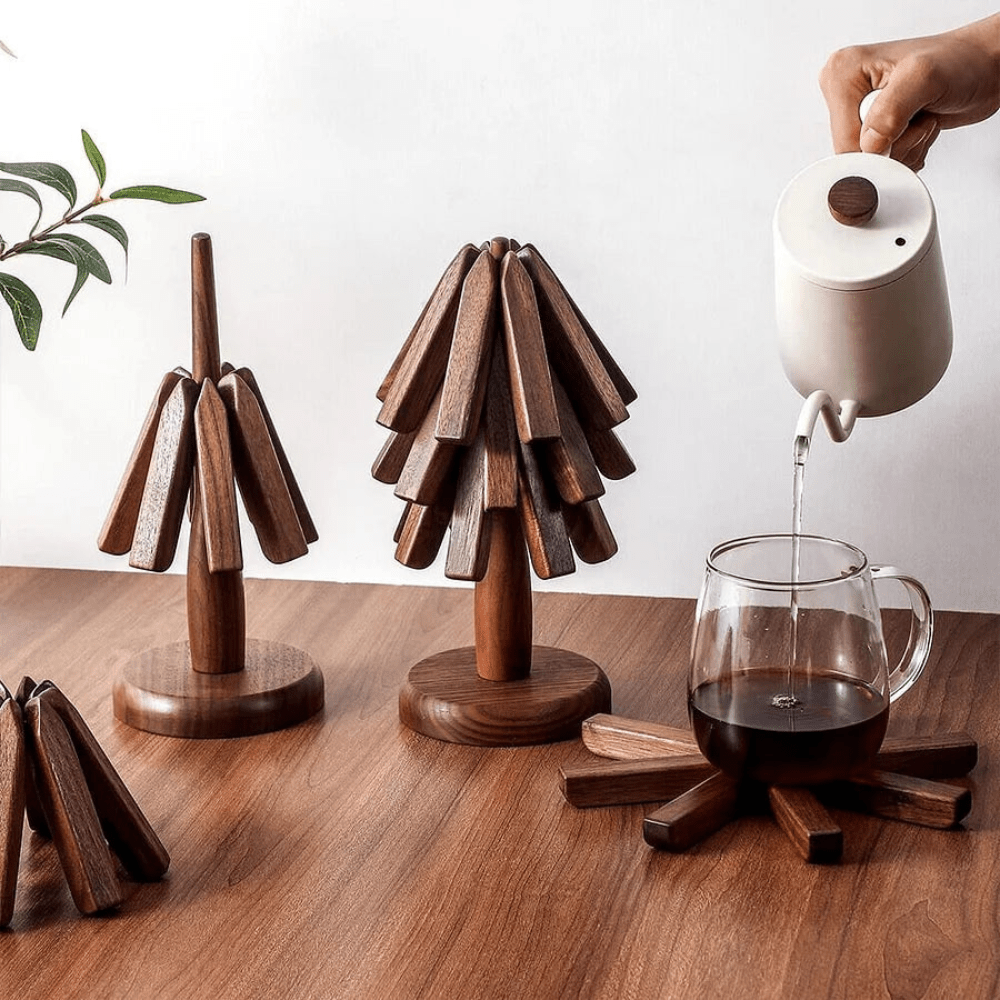 Coasters | Ambachtelijke Houten Onderzetters | Duurzaam Materiaal | Eenvoudig Te Reinigen - Sorata