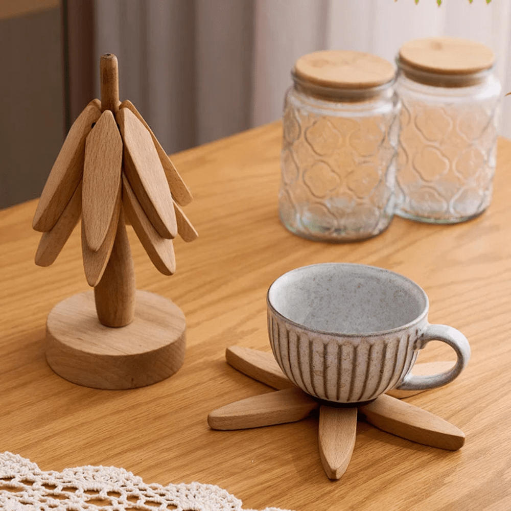 Coasters | Ambachtelijke Houten Onderzetters | Duurzaam Materiaal | Eenvoudig Te Reinigen - Sorata