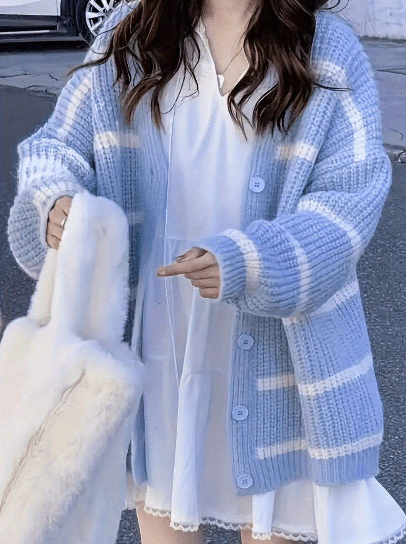 Cora | Dames Sweater | Gestreepte Cardigan met Verlaagde Schouders | Comfortabel en Warm - Sorata
