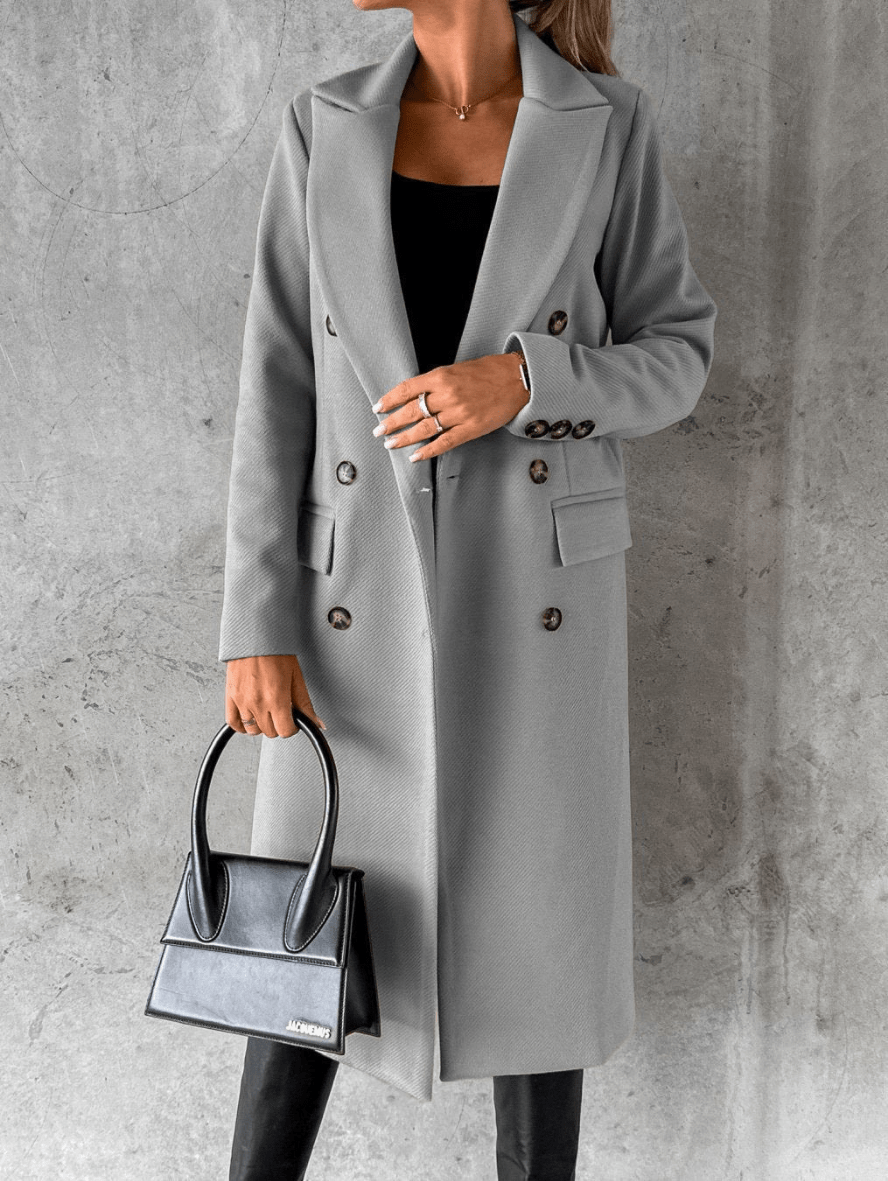 Divina | Dames Luxe Wollen Manteljas | Lange Trenchcoat | Klassiek Ontwerp - Sorata