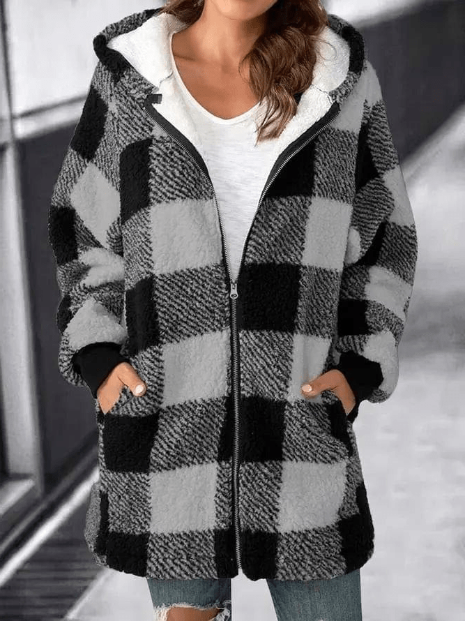 DoubleW - Dames Jas - Warme Fleece jas Dames - Jas met Capuchon en Rits - Sorata