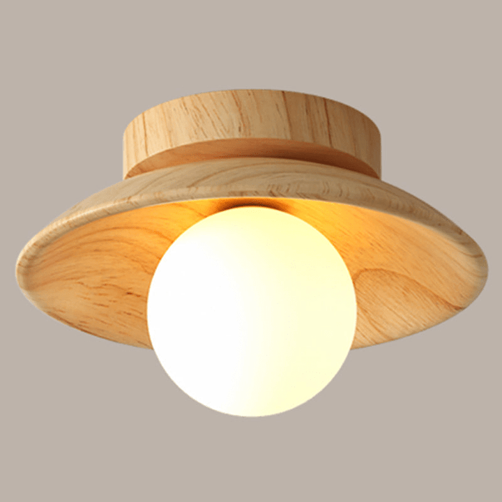 Doura | Elegante Houten Plafondlamp | 1 - Licht Mini Semi - Flush Mount Ganglamp - Sorata