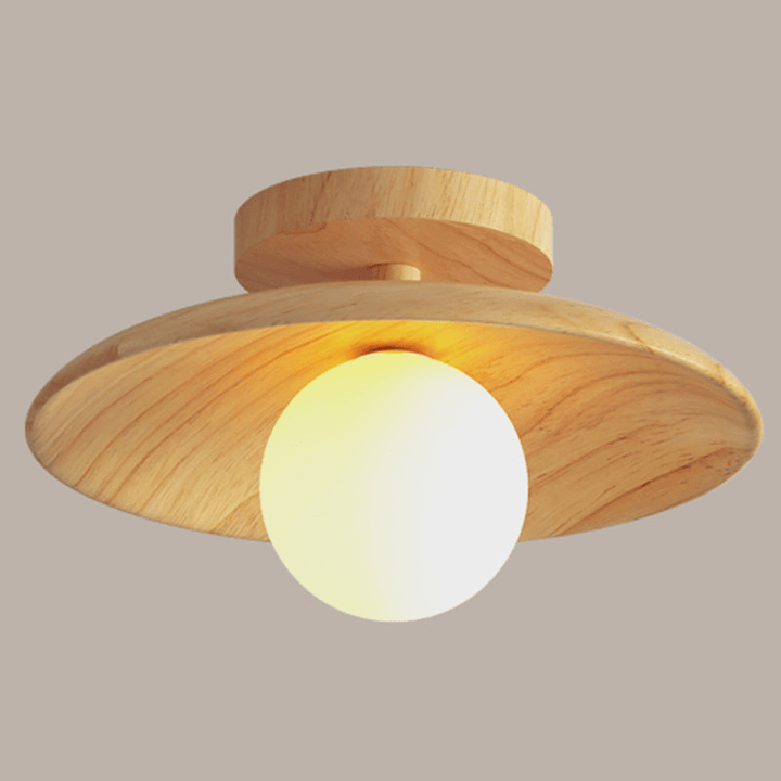 Doura | Elegante Houten Plafondlamp | 1 - Licht Mini Semi - Flush Mount Ganglamp - Sorata