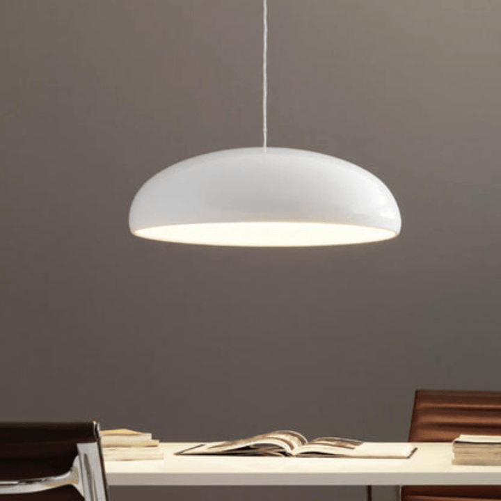 Doura | Minimalistische Ronde LED Hanglamp | Wit Metaal | Voor Slaapkamer En Woonkamer - Sorata