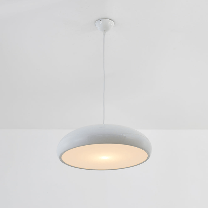 Doura | Minimalistische Ronde LED Hanglamp | Wit Metaal | Voor Slaapkamer En Woonkamer - Sorata