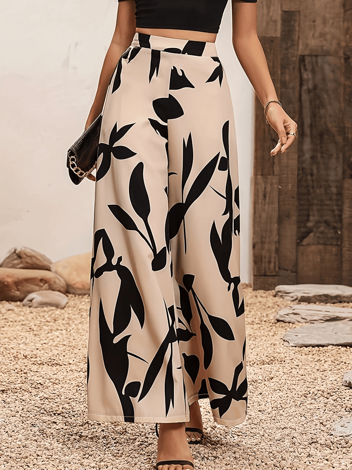 Elham | Wijde Dames Broek Met Bladprint - Sorata