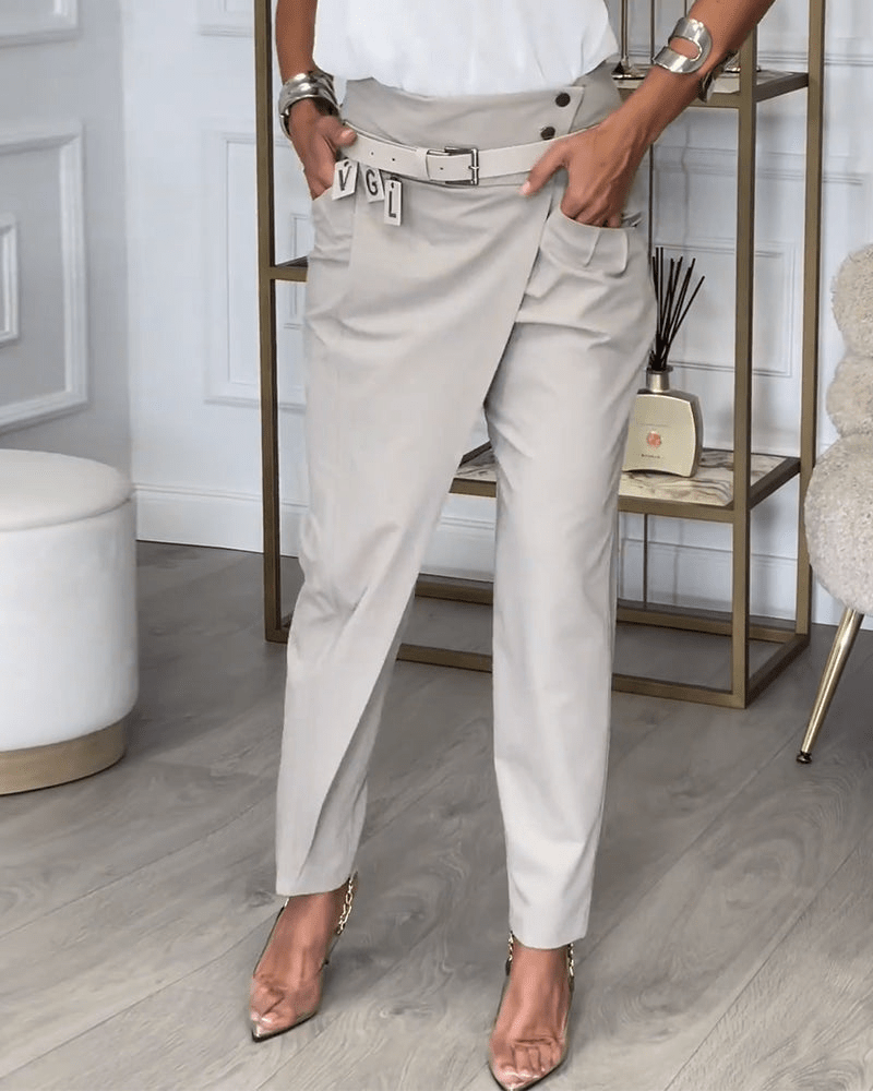 Eline | Patchwork Broek Met Riem | Dames Broek - Sorata