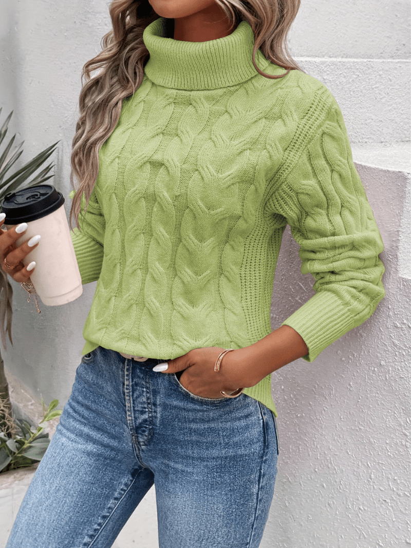 Elise | Coltrui Met Gebreide Kabel | Dames Sweater Trui - Sorata
