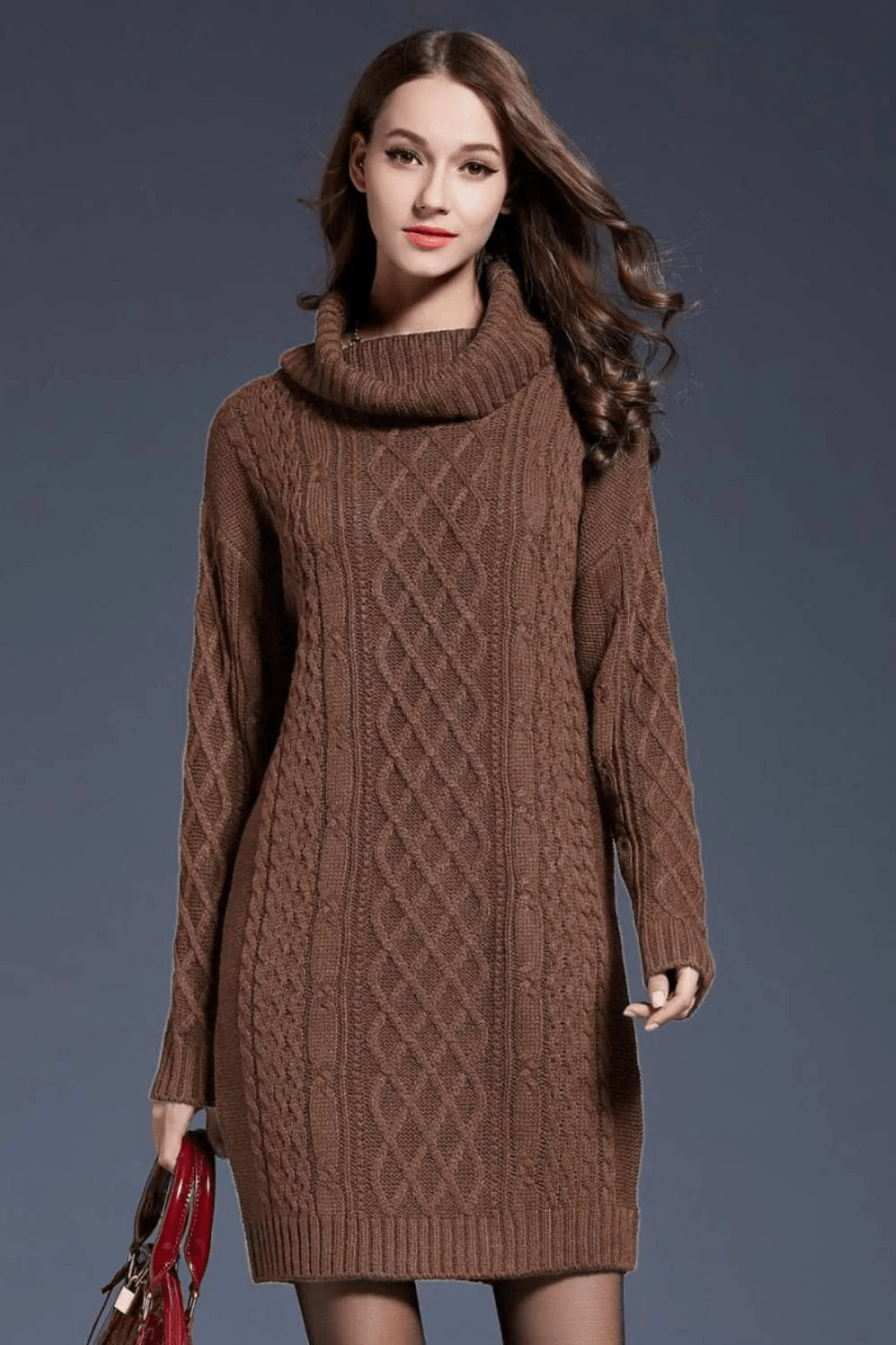 Elsa | Gebreide Sweater Jurk | Dames Coltrui Met Turtleneck - Sorata