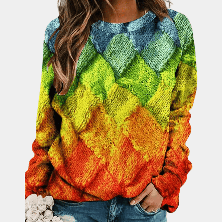 Emily | Geblokte Gebreide Dames Jumper Trui | Stijlvol, Warm & Trendy - Sorata