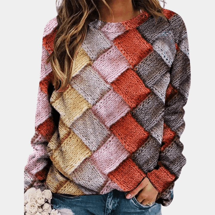 Emily | Geblokte Gebreide Dames Jumper Trui | Stijlvol, Warm & Trendy - Sorata