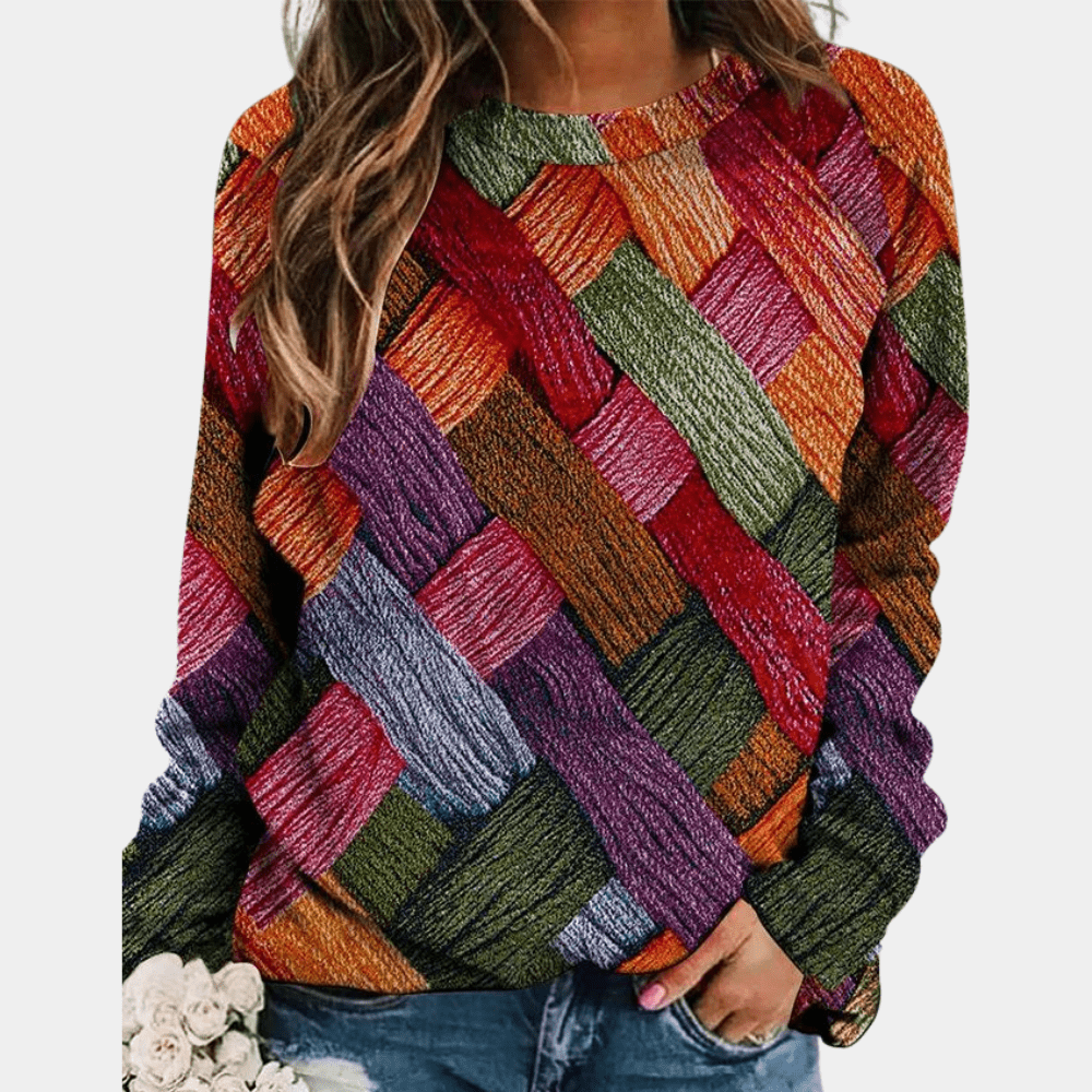 Emily | Geblokte Gebreide Dames Jumper Trui | Stijlvol, Warm & Trendy - Sorata