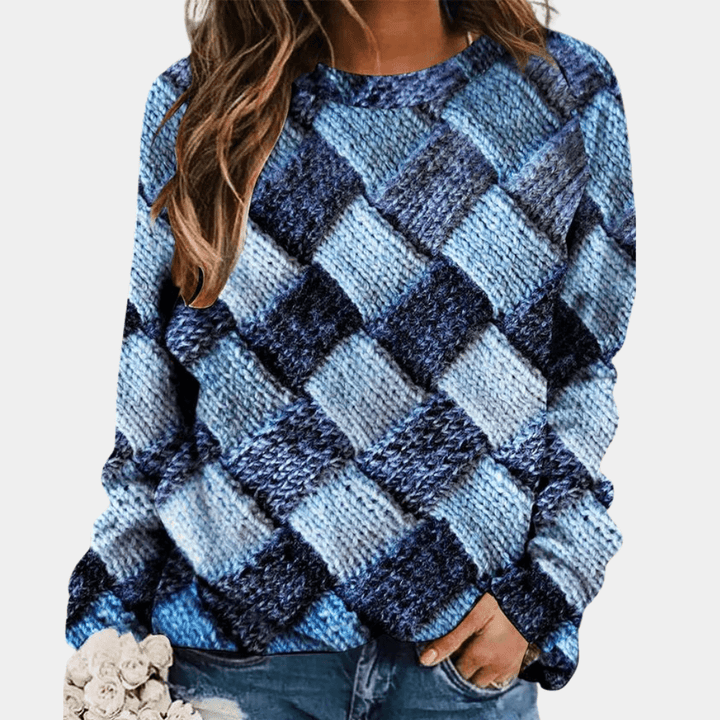 Emily | Geblokte Gebreide Dames Jumper Trui | Stijlvol, Warm & Trendy - Sorata