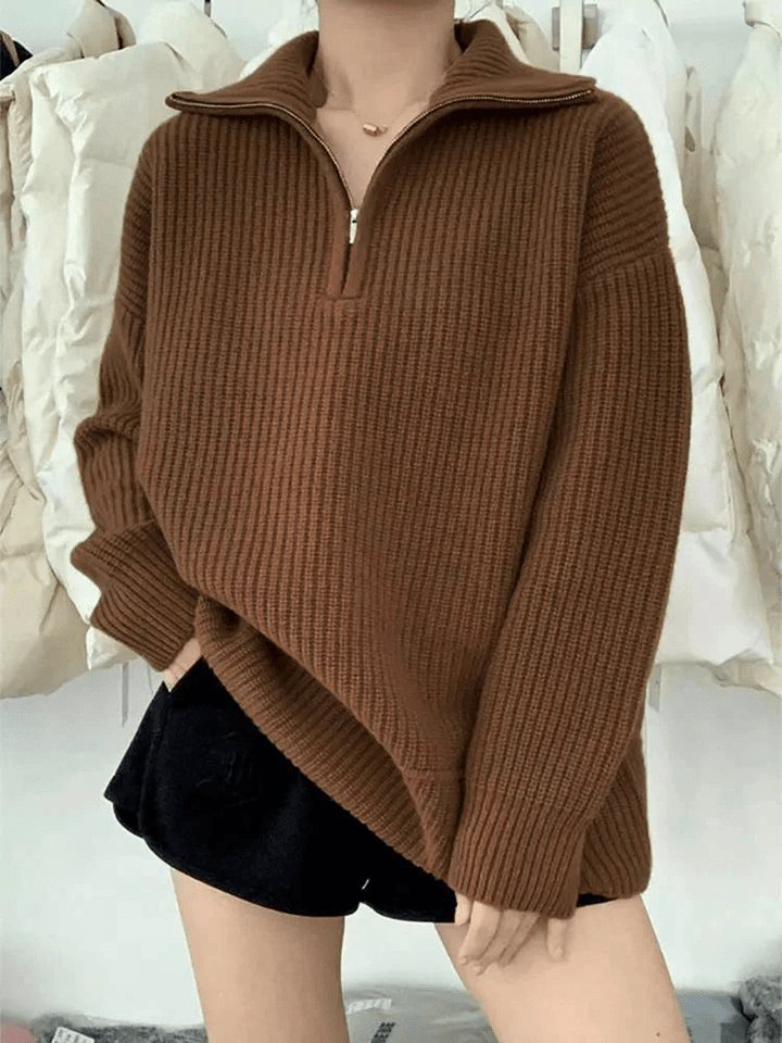 Esmee | Casual Winter Gebreide Dames Trui met Rits | Half Zip Sweater - Sorata